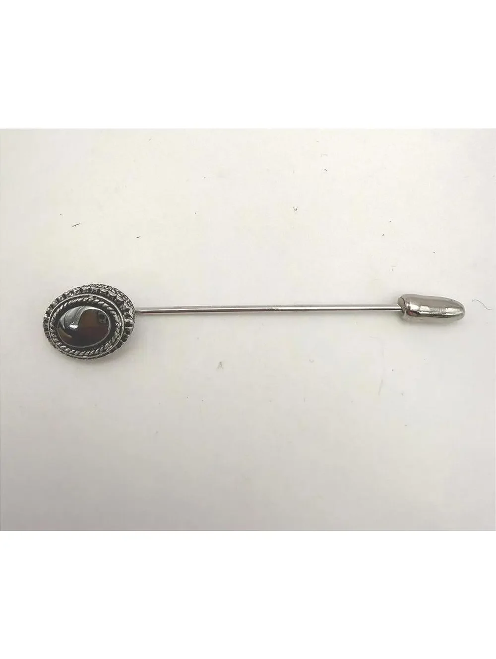 Sarah Coventry Vintage Silver Tone Stick Pin with Black Oval Stone